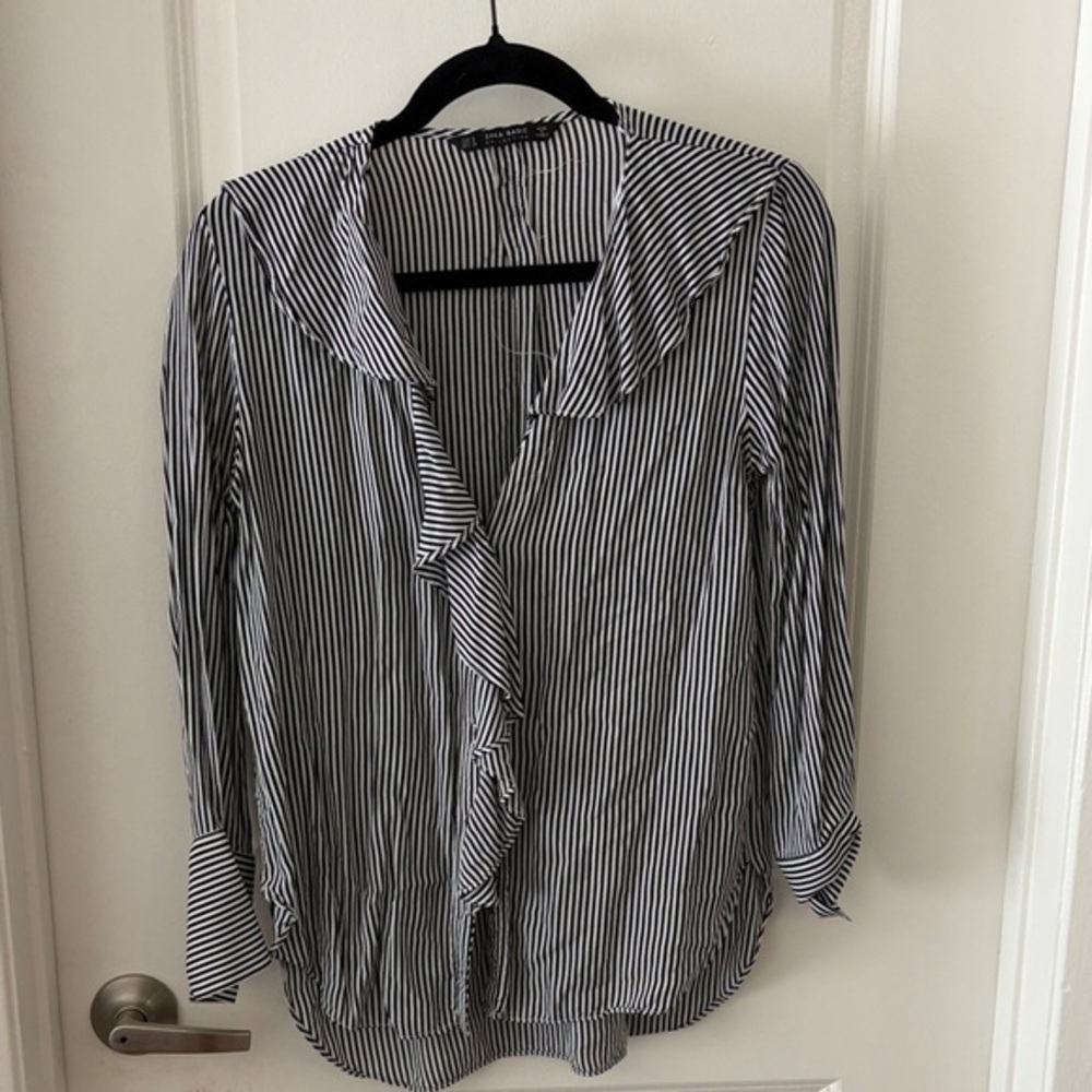 Zara Striped Black and White Women's Top